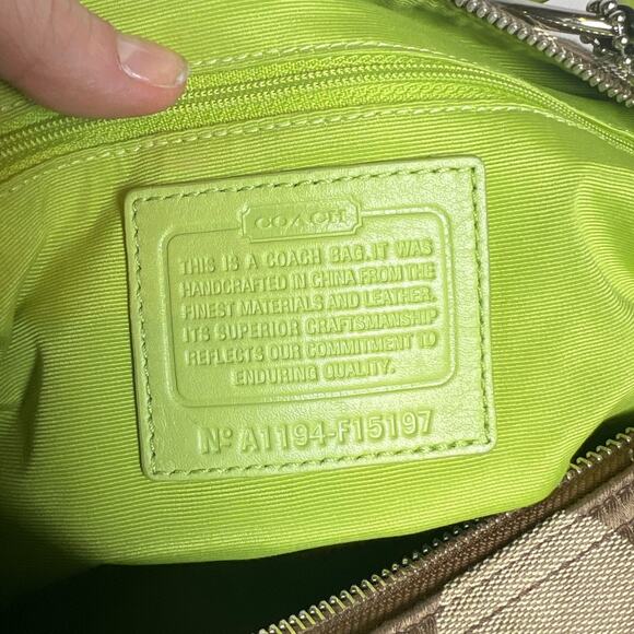 Coach Signature Stripe Khaki and Like Purse - Picture 11 of 13